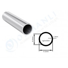 Alüminyum Boru Dış Çap 22mm X Et Kalınlık 6mm